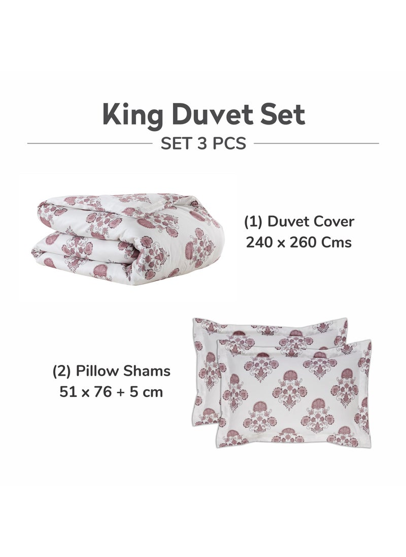 Donetella Cotton Duvet Cover Set 3-Pcs King Size Printed Comforter Covers With Hidden Zipper Closure And Corner Holders(Without Duvet Filler/Insert),Purple  - Image 5