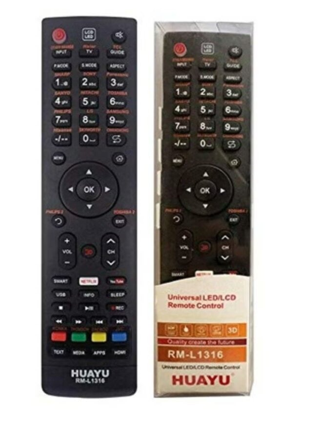 جهاز تحكم عن بعد عالمي لتلفزيون Lcd LED Hdtv الذكي باللون الأسود Rm-L1316