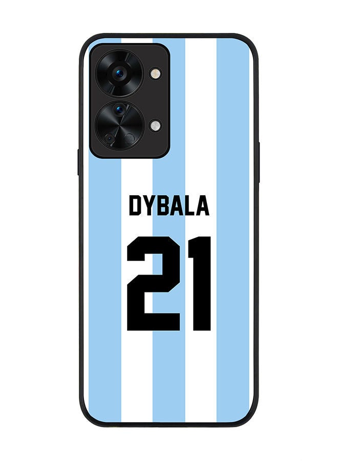 Stylizedd Rugged Black edge case for OnePlus Nord 2T Slim fit Soft Case Flexible Rubber Edges Anti Drop TPU Gel Thin Cover - Football Team - Argentina Player Name - Dybala - Image 1