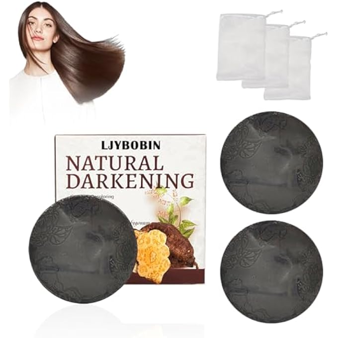 3PCS Hair Darkening Shampoo Bar,Dark Shampoo Bar for Gray Hair,Shampoo Soap for Men & Women