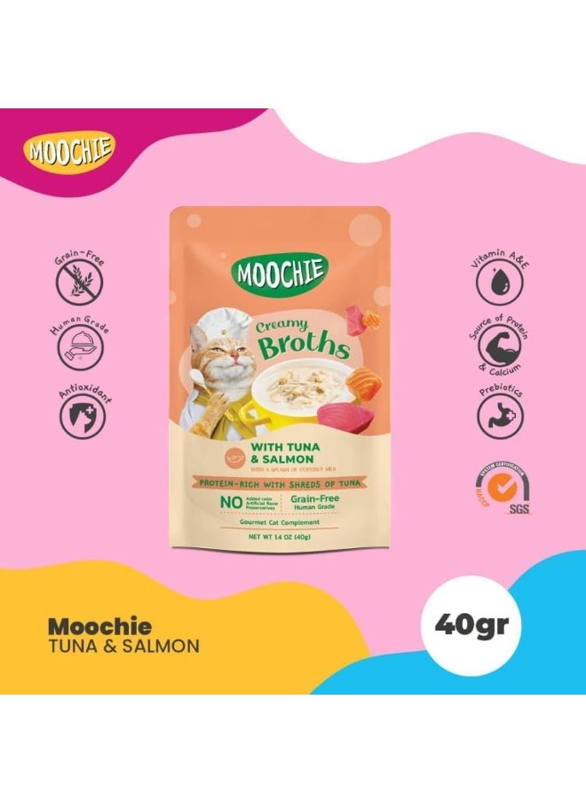 MOOCHIE Kitten Creamy Broth With Tuna And Salmon 40G Pouch X 12  - Image 2