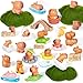 Simgoing 35 Pcs Mini Capybara Figures Small Resin Capybara Cute Miniature Animals Figurines for DIY Gifts Cake Toppers Fairy Garden Birthday Car Dashboard Desktop Dollhouse DecorationsFresh Style - Image 2