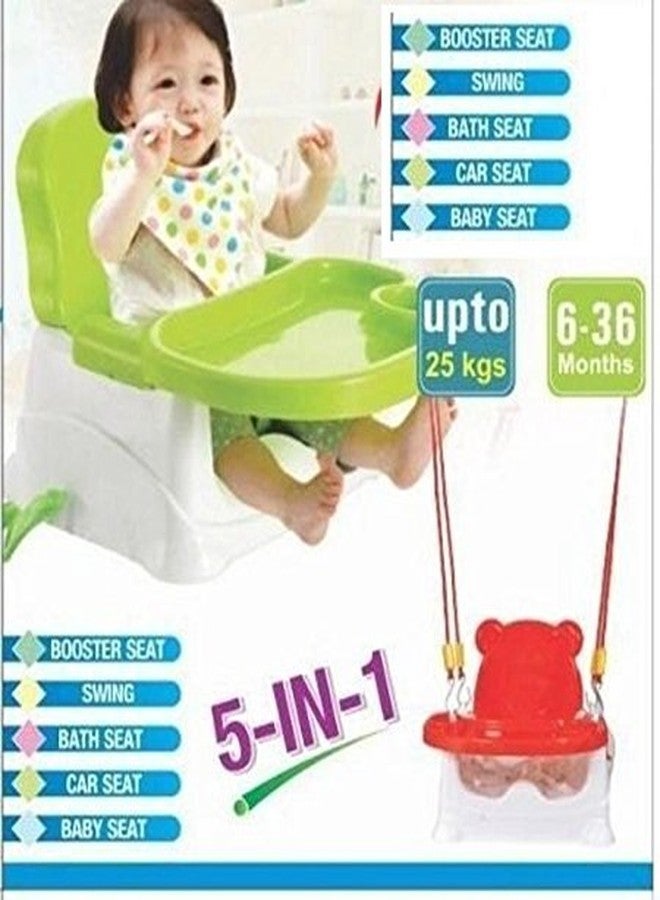 Welo Plastic Honey Bee 5 in 1 Baby Booster Seat Swing -Green (Multicolour) - Image 3