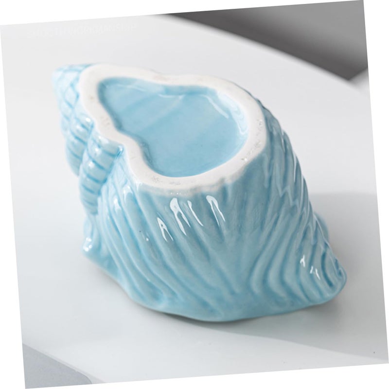 Blue Ceramic Conch Ashtray Smokeless Desktop Ornament For Home Office Bar - Image 5
