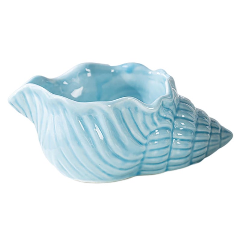 Blue Ceramic Conch Ashtray Smokeless Desktop Ornament For Home Office Bar - Image 2