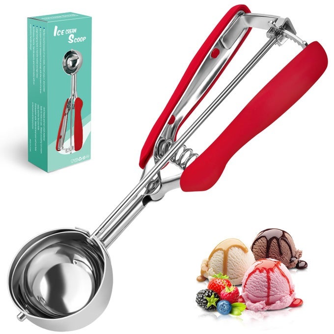 ICE CREAM SCOOP WITH RUBBER EASY TRIGGERLARGE SIZE6CMMELON BALLER SCOOPSTAINLESS STEEL COOKIE SCOOPDURABLE AND EFFORTLESS FOR ICE CREAMMELON BALLERMASH POTATO AND BAKING