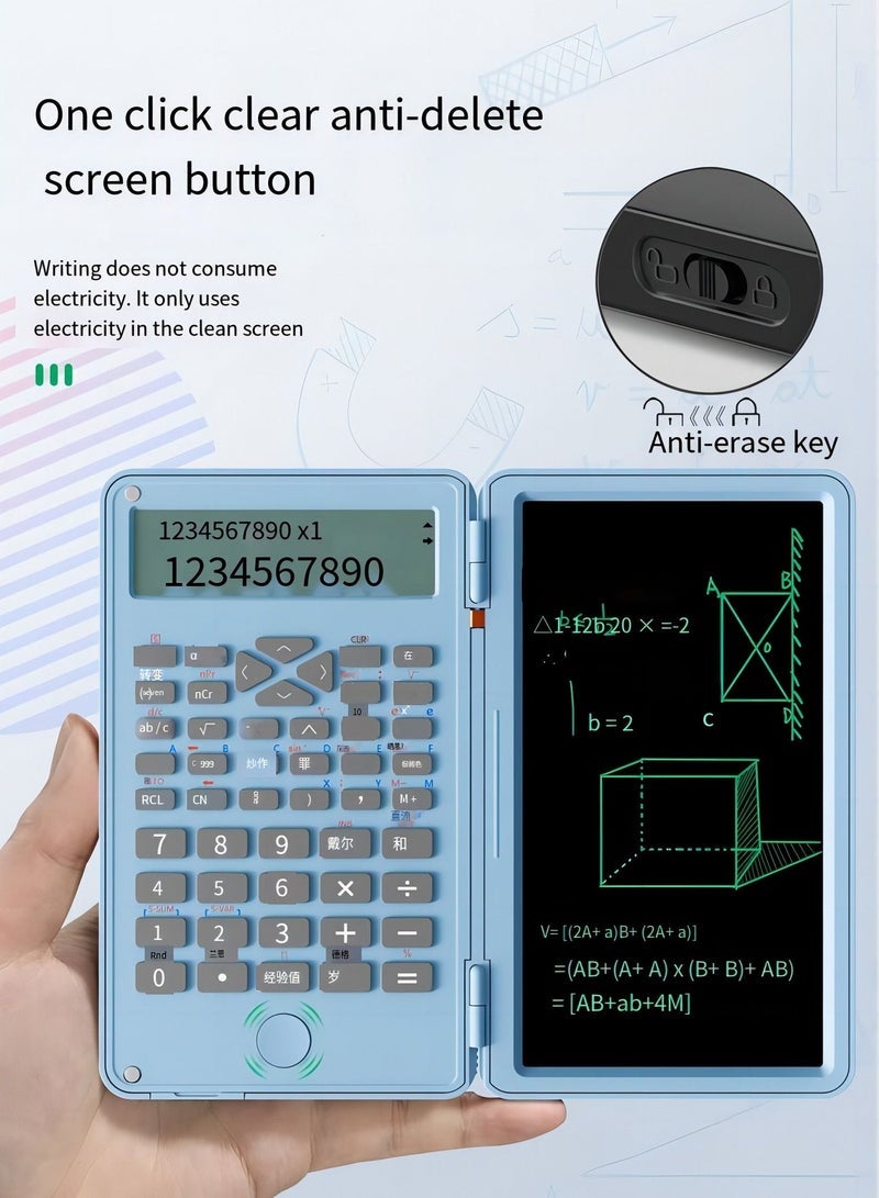 NIBEMINENT Scientific Edition Calculator with LCD Notepad Erasable Writing Table,Office Desk Calcultors, Professional Portable Foldable Calculator for study and work - Image 4