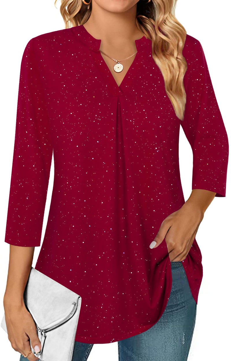 BEPEI Sequin Tops for Women: Red Sparkly Blouses Business Casual - Womens Fall Outfits 2025 - Trendy Christmas Shirts Ladies Gifts Elegant Dressy Work Office Professional Clothing Wedding Vacation L - Image 1