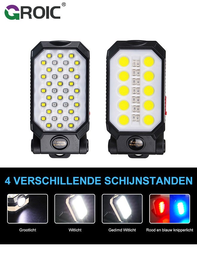 GROIC Led Work Light Rechargeable 2200mAh Portable Magnetic Work Light 5V 1200 Lumens Job Site Lighting for Camping, Hiking, Fishing, Car Repairing, and Emergency  - Image 3