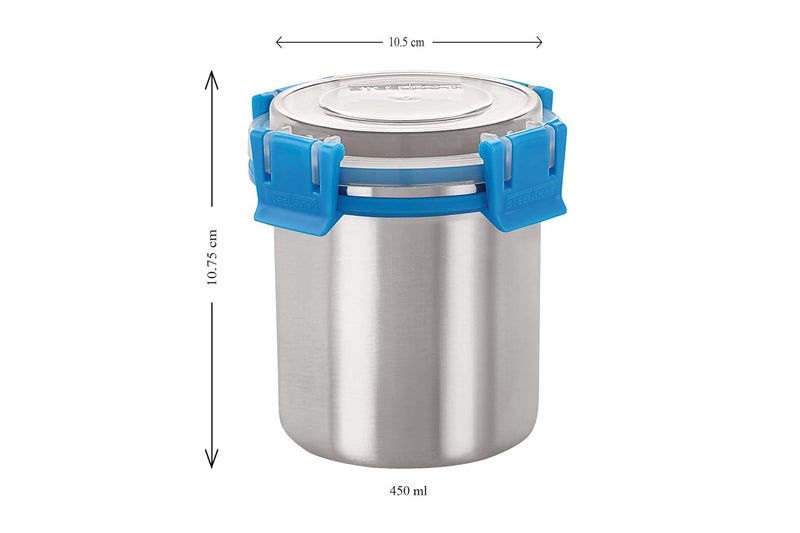 Steellock Airtight Leak Proof Stainless Steel Container 450 ml Each Set of 2 Blue - Image 5