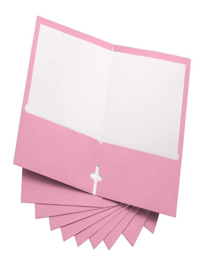 ACTIVITYya 10 Pack Two Pocket Folders, Pink, Strong Thick Paper Folders, for Letter Size, - Image 1