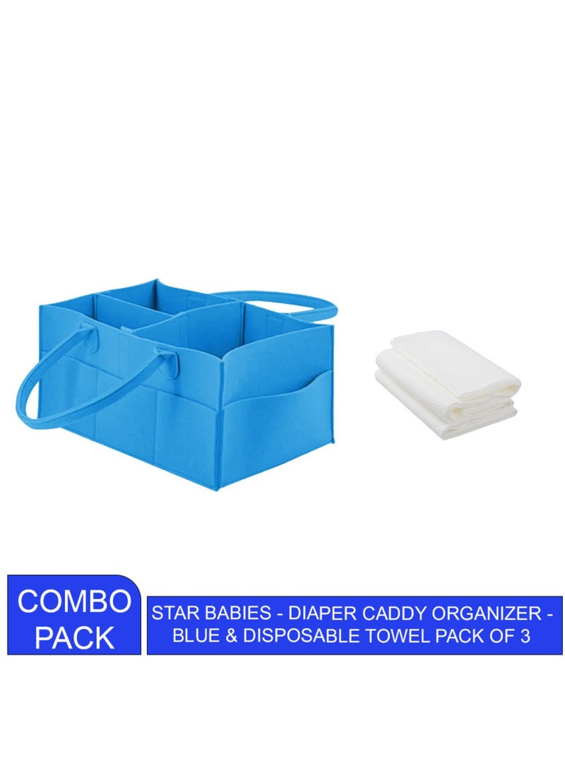 STAR BABiES Combo Pack Caddy Diaper Bag Organizer Disposabel Towel Pack Of 3-Light Blue  - Image 2