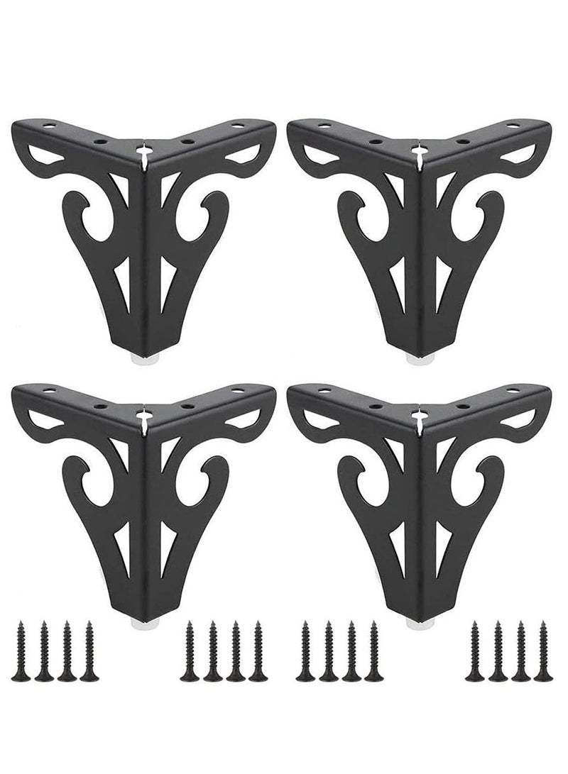 KASTWAVE Furniture Legs, 10cm Heavy Duty Furniture Metal Table Legs with Screws, Perfect for Coffee Table, Dining Table, Cabinet and Sofa (Retro Design, Black)  - Image 1