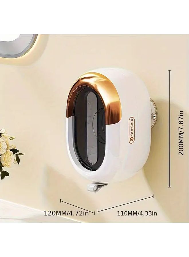 White Golden Suction Cup Tissue Box Holder Wall Mounted Spring Loaded Design - Image 4