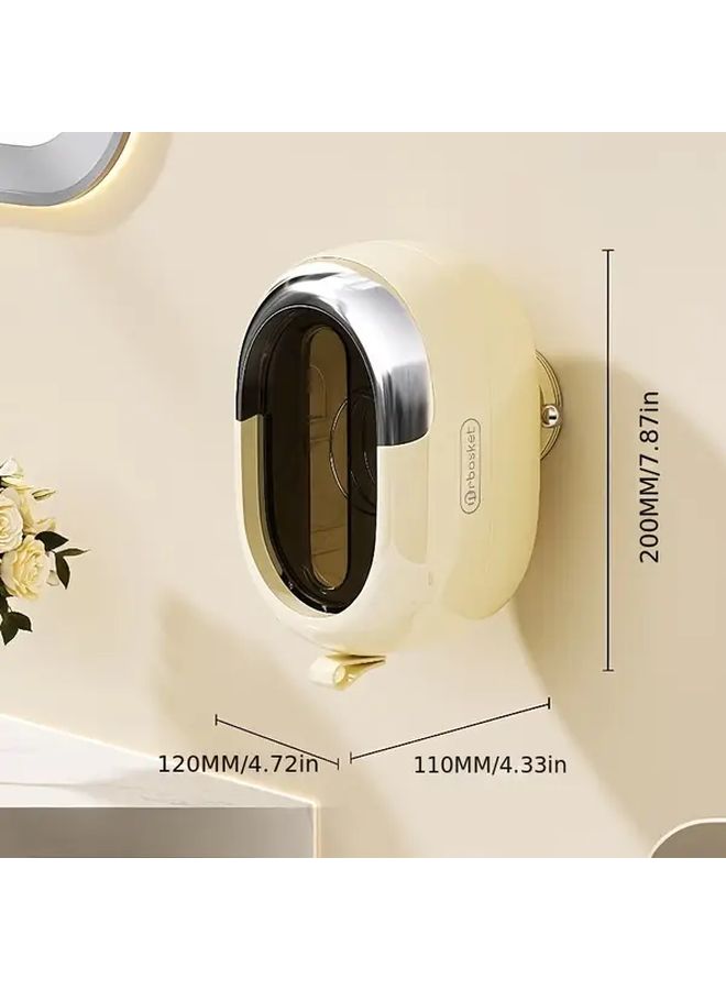 White Golden Suction Cup Tissue Box Holder Wall Mounted Spring Loaded Design - Image 3