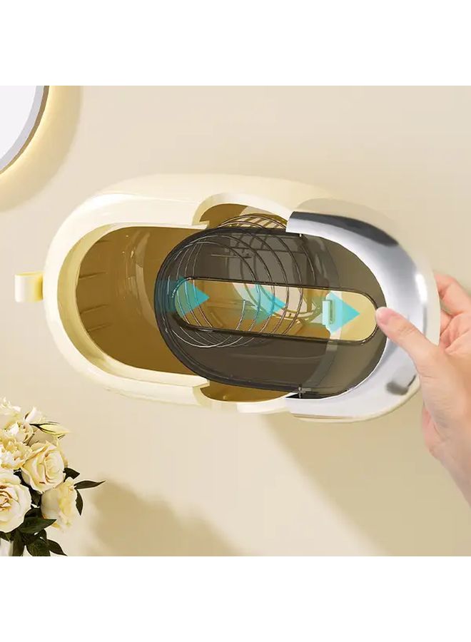 White Golden Suction Cup Tissue Box Holder Wall Mounted Spring Loaded Design - Image 5