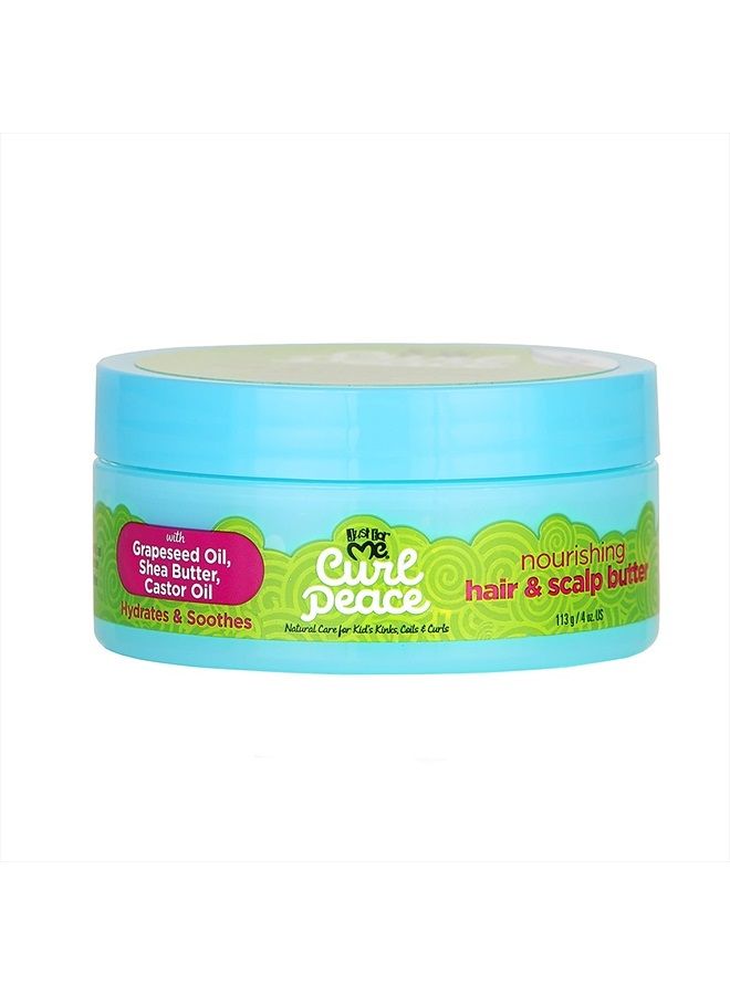 Just for Me Curl Peace Nourishing Hair & Scalp Butter - Hydrates & Soothes, Contains Grapeseed Oil, Shea Butter, Castor Oil, Prevents Breakage, Increases Softness, No Animal Testing, 4 oz - Image 1