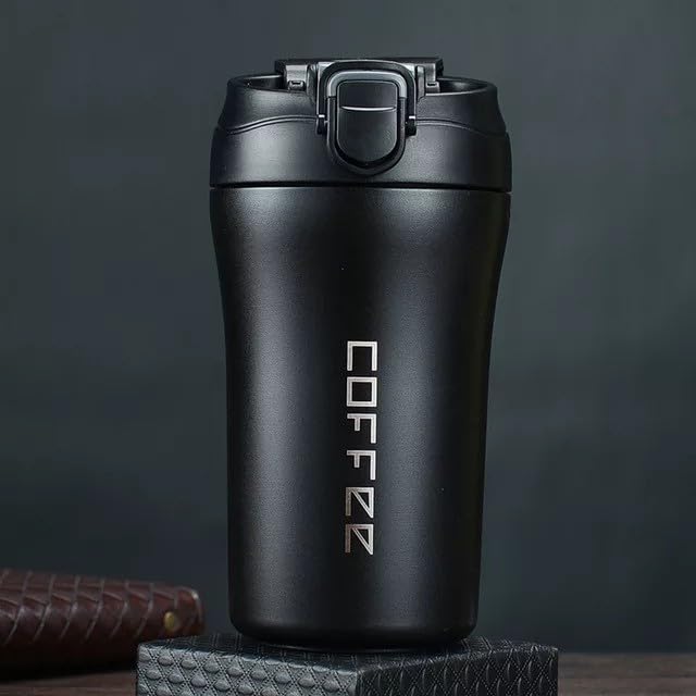 daiDokoro 400ML Dual Drink Vacuum Insulated Tea Coffee Tumbler Flask | Stainless Steel Travel Mug with Silicon Straw Lock Sip Lid | Hot & Cold Beverage Container - Charcoal Black - Image 4