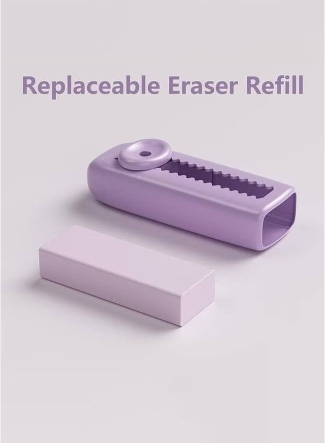 8-Piece Sliding Retractable Pencil Erasers - 4 Cute Colors with Dynamic Push-Pull Design, Includes 4 Expandable Erasers and 4 Refill Erasers for Students and Creatives - Image 2