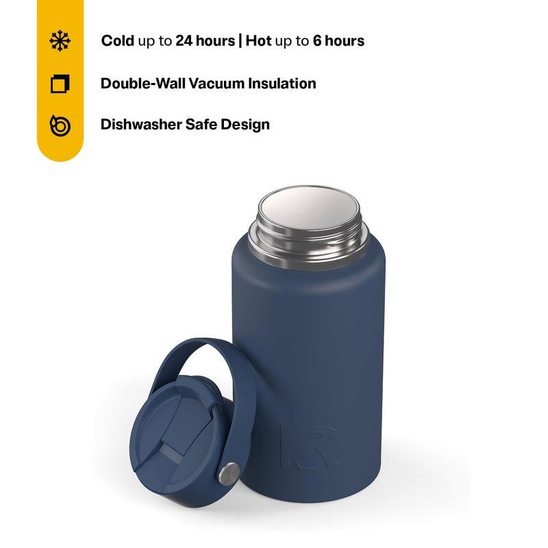 RTIC 32oz Outback Water Bottle, Ceramic Lined, Insulated, Stainless Steel, Double Wall Vacuum-Insulation, Leak-Proof Lid, BPA-Free Water Flask Hiking, Running, Sports, Outdoor, Navy - Image 2