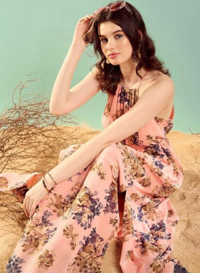 Kassually Floral Halter Maxi Dress
