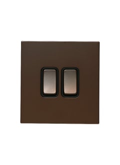 Donmarco 2 Gang 2 Way Switch – Rocker Button – Stainless Steel Panel, Modern & Durable, Fire-Resistant Electric Switch, 15-Year Warranty, Wall Switch for Home and Office (Dark Antique Brass)  - Image 1