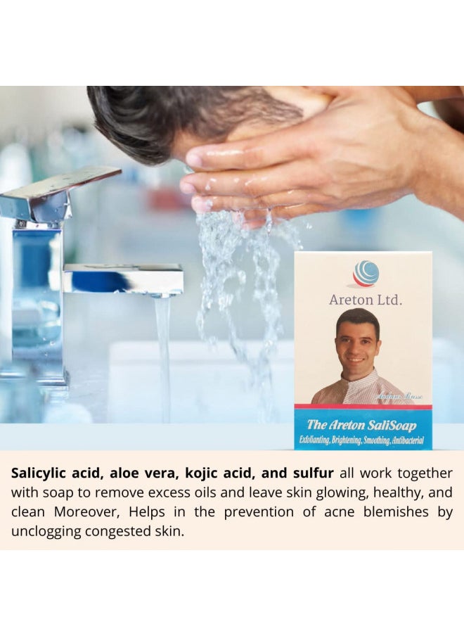 Areton - Salicylic Acid Soap with Kojic Acid, Sulphur, Aloe Vera for Pore Exfoliating, Softening Skin, Anti-Blemish, Skin Cleansing, purify pores, Exfoliating (Pack of 1) - Image 1