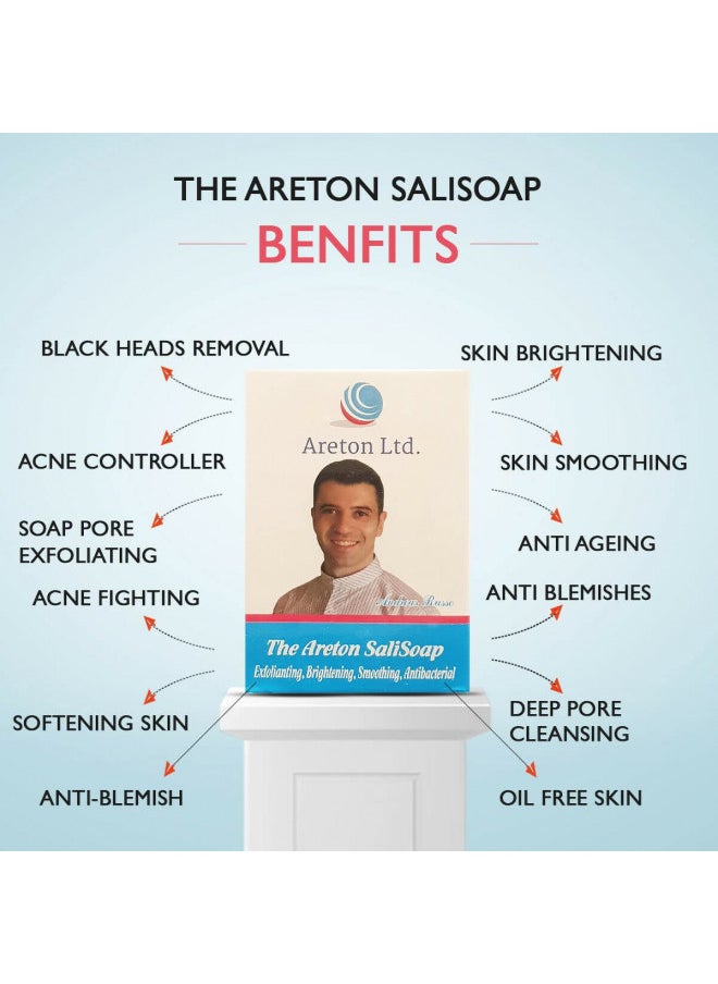 Areton - Salicylic Acid Soap with Kojic Acid, Sulphur, Aloe Vera for Pore Exfoliating, Softening Skin, Anti-Blemish, Skin Cleansing, purify pores, Exfoliating (Pack of 1) - Image 1