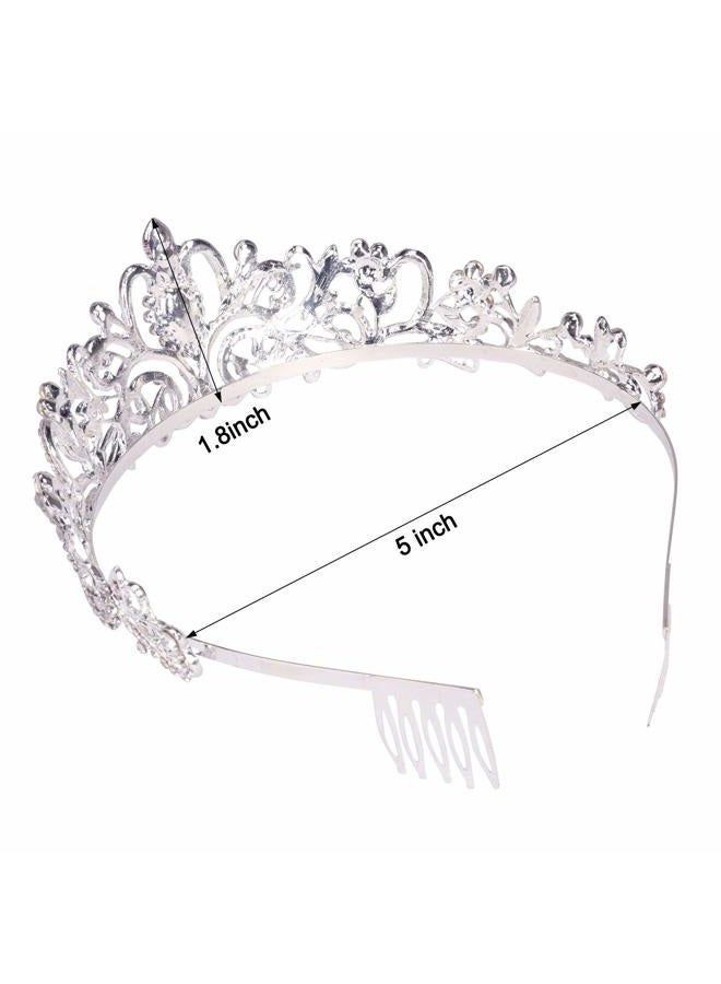 Cocide Tiara Crystal Crowns Princess Rhinestone Crown with Combs Bride Headbands Bridal Wedding Prom Birthday Party Hair Accessories Jewelry for Women Girls (Silver) - Image 5