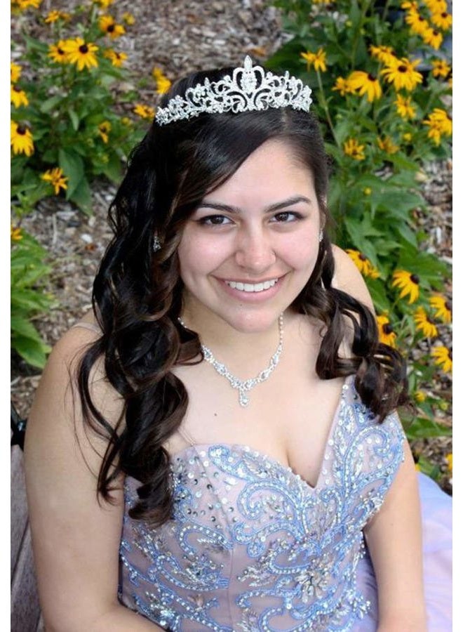 Cocide Tiara Crystal Crowns Princess Rhinestone Crown with Combs Bride Headbands Bridal Wedding Prom Birthday Party Hair Accessories Jewelry for Women Girls (Silver) - Image 2