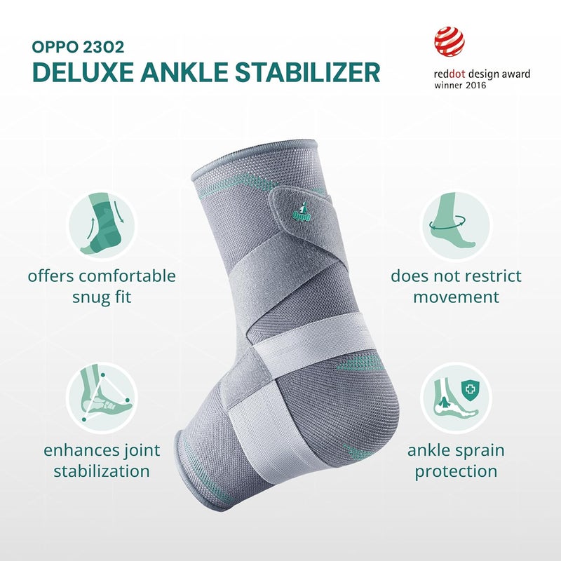 Oppo Adjustable Deluxe Ankle Stabilizer Strap with Extra-firm Support for Women & Men Large (2302-L) - Image 3