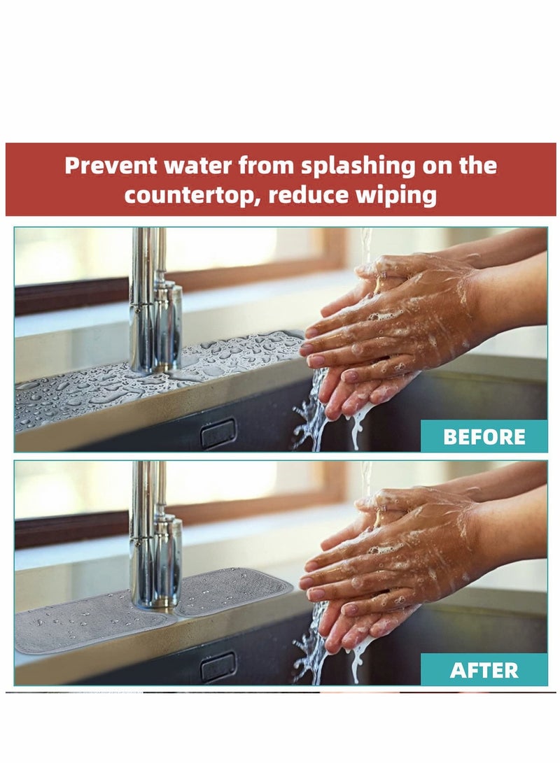 SYOSI Sink Mat Faucet Absorbent Washable Backsplash Guard Microfiber Cloth Splash Water Catcher for Bottom of Drying Countertop Granite Bar 2Pack 15''x5.5'' - Image 5
