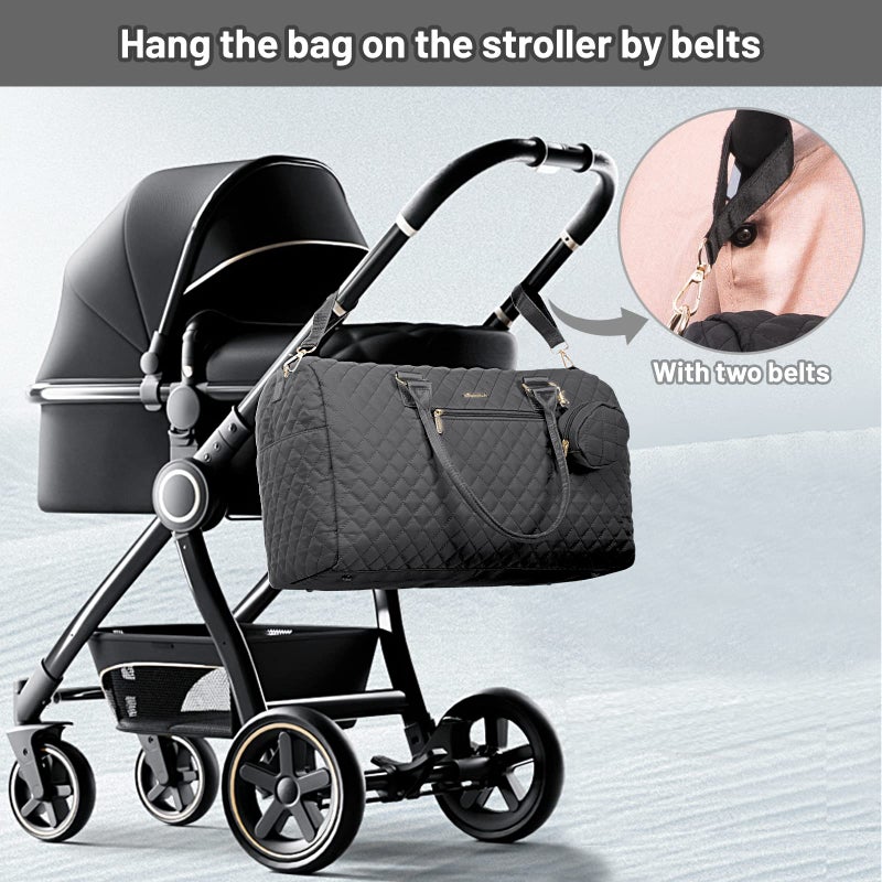 LOVEVOOK Diaper Bag Tote with Pacifier Case and Changing Pad, Large Capacity Mommy Bag for Hospital and Weekender Travel, Functional Baby Bag Newborn Baby Essential, Black - Image 5