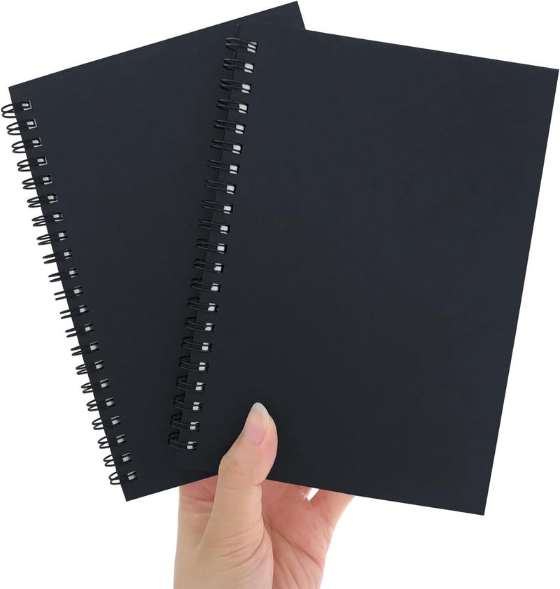 DSTELIN Premium 2Pack Sketchbooks  Soft Cover 140 Pages 70 Sheets 75 x 51 inches 100GSM Paper Black Spiral Notebooks Set  - Image 1