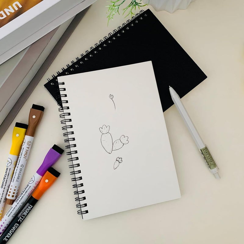 DSTELIN Premium 2Pack Sketchbooks  Soft Cover 140 Pages 70 Sheets 75 x 51 inches 100GSM Paper Black Spiral Notebooks Set  - Image 5