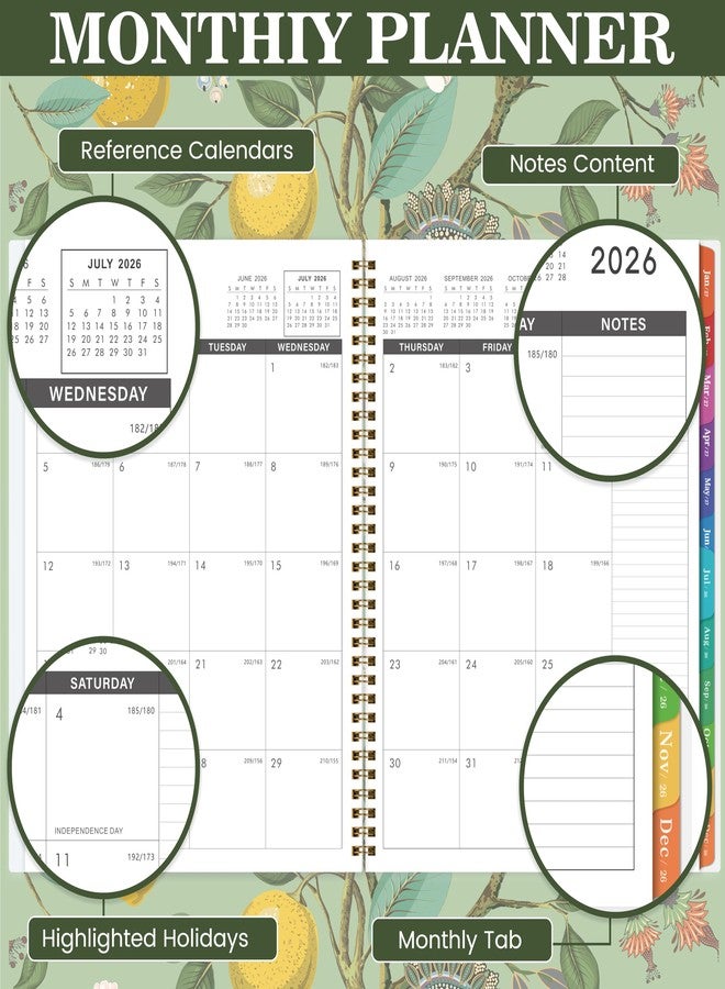 Shoparr Monthly Planner 2026-2027 - Planner 2026-2027, JUL 2026 - JUN 2027, 26-27 Monthly Planners 9" x 11" with Colorful Tabs, 12-Month Planner/Calendar with Pocket, Thick Paper, Twin-Wire Binding - Lemon - Image 3