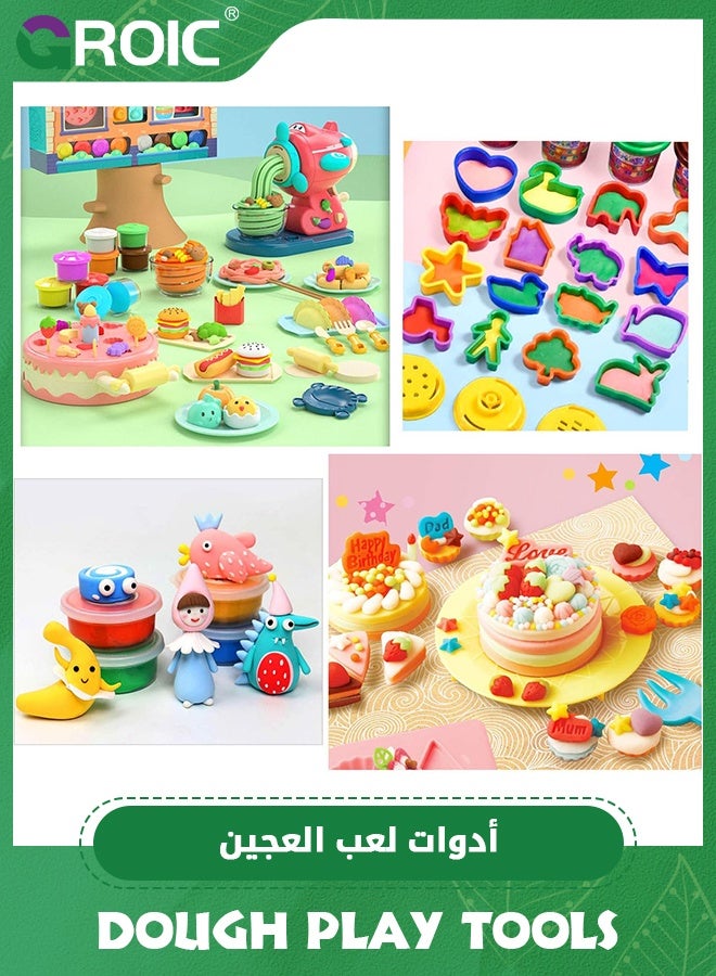 GROIC 45 Pcs Dough Play Tools for Kids,Dough Accessories Molds Dinosaur Fruit Roller Cutter,Party Favors Set,Dough Tools Set for Kids,Plastic Animal Molds for Creative Dough Cutting  - Image 5