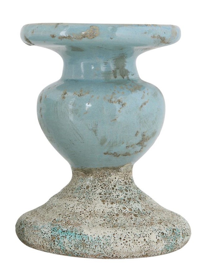Creative Co-op Large Distressed Blue Terracotta Pillar Candle Holder - Image 4