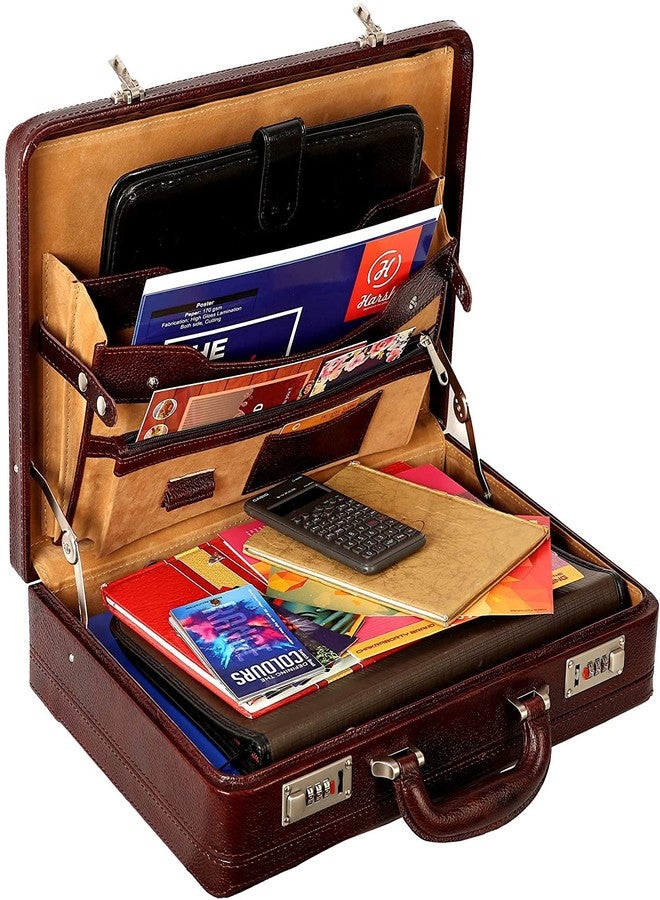 ACEKING LEATHER BRIEFCASE FOR MEN EXPANDABLE OFFICE USE SUITACASE BAG WITH INNER MESH POCKETS COLOR (TAN PONDY) - Image 4