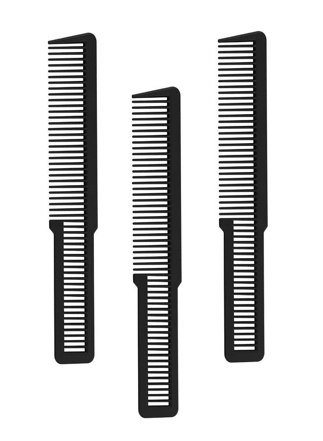 E-DUNIA® Flat Top Cutting Comb, Carbon Clipper Cutting Comb, Black Professional Grade With Easy To Use Handle [ Pack of 3 ] - Image 1