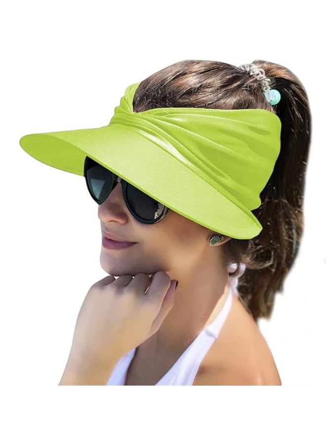 Womens Sun Visor Hat Wide Brim Summer UPF 50+ UV Protection Beach Sport Cap - Image 1