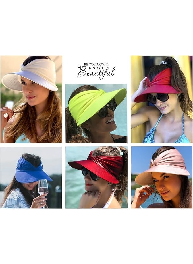 Womens Sun Visor Hat Wide Brim Summer UPF 50+ UV Protection Beach Sport Cap - Image 3