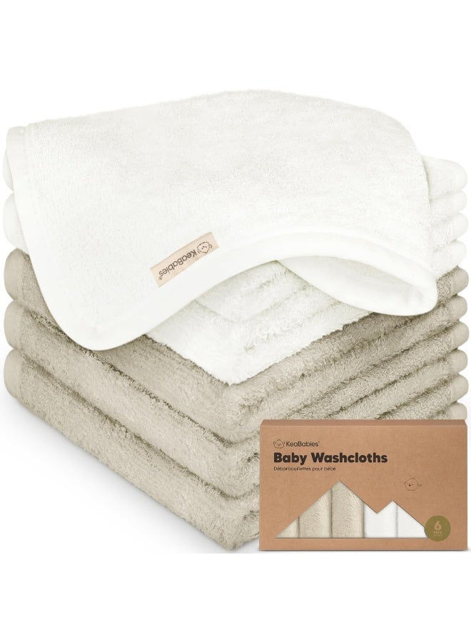 KeaBabies 6-Pack Baby Washcloths - Soft Viscose Derived from Bamboo Washcloth, Baby Wash Cloths, Baby Wash Cloth for Newborn, Kids, Bath Baby Towels, Face Towel, Face Cloths for Washing Face - Image 1