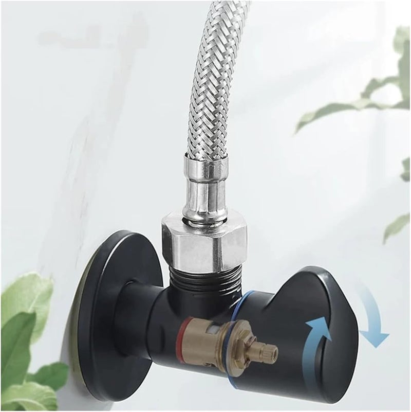 صمام ملء الزاوية الأسود البارد G1/2 من الفولاذ المقاوم للصدأ، خلاط سخان الماء للمطبخ والحمام - Image 5