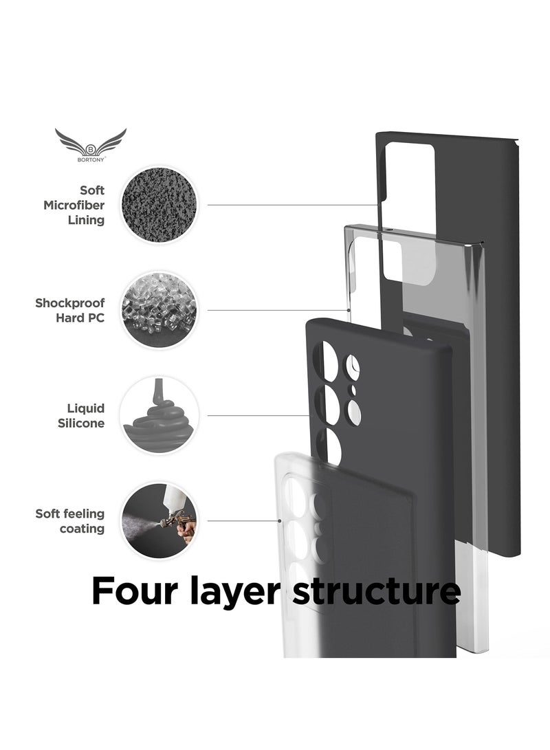 BORTONY Samsung S22 Ultra Case Premium Liquid Soft Silicone Camera Protective Cover with Inside Microfiber Lining - Image 4