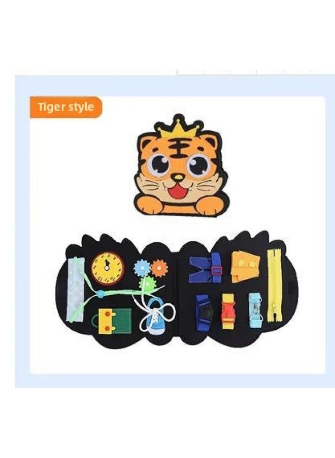 Felt Learning Board Montessori Busy Board Children Learning Dressing Board Felt Early Education Educational Toys Early Education Board DIY-Color:Tiger  - Image 1