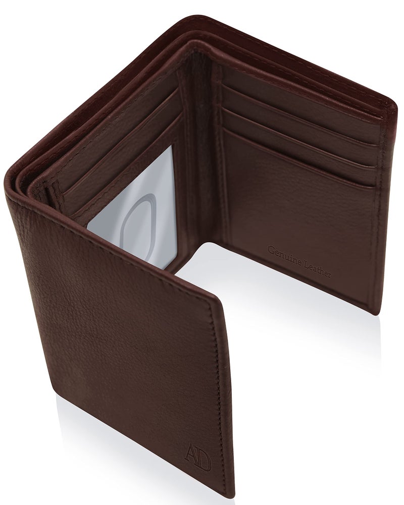 Access Denied Genuine Leather Wallets For Men - Trifold Mens Wallet With ID Window RFID Blocking,Coffee Bean - Image 1
