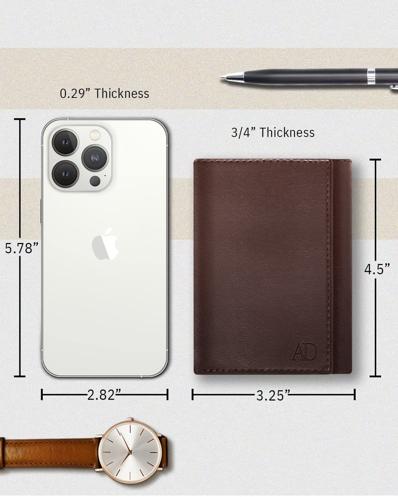 Access Denied Genuine Leather Wallets For Men - Trifold Mens Wallet With ID Window RFID Blocking,Coffee Bean - Image 4