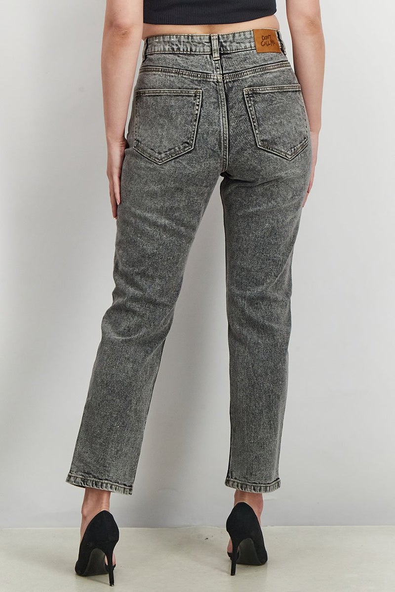 Don't Call Me Jennyfer Women Slim Mom Fit Solid Non Stretchable Pants, Wash Grey - Image 3