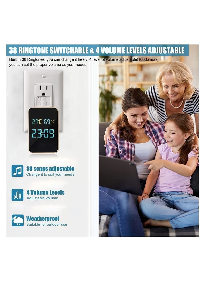 Y&D Wireless Doorbell, Self-Powered Battery-Free Doorbell Kit, Humidity Temperature Time All-in-One Machine with 38 Melody 4 Volume, Suitable for Home, School, Office  - Image 2